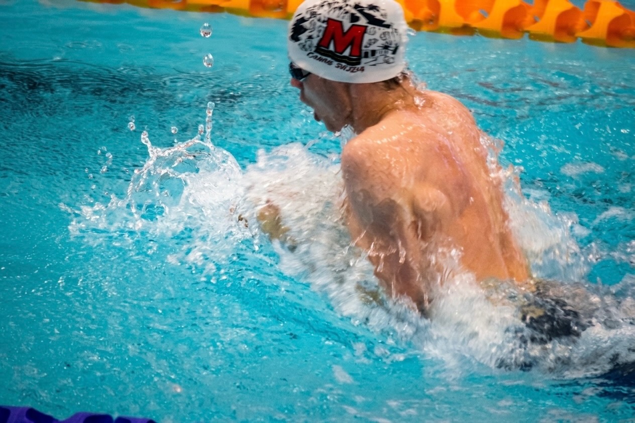 A Monifieth swimmer racing in the pool